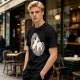 Olive Green T-Shirt with Cute Sleeping Otter Graphic
