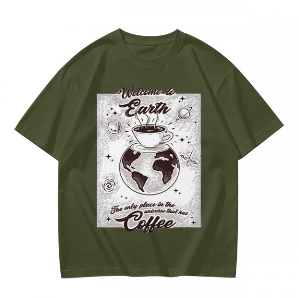 Welcome to Earth Coffee Lover Graphic T-Shirt