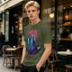 Olive T-Shirt With Vibrant Fantasy Creature Graphic Print