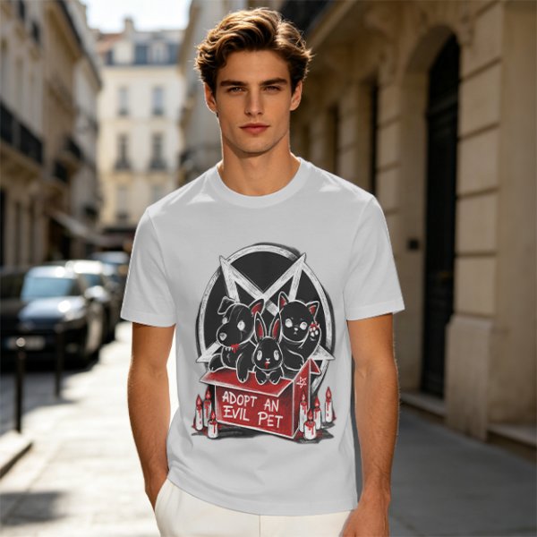 Adopt An Evil Pet T-Shirt With Pentagram And Spooky Animal Art