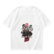 Olive graphic t-shirt with chainsaw man chasing scared person and 'Small Talk Does!' text