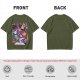 Olive T-Shirt With Cute Occult Monster And Spell Book Print