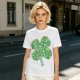 Olive Green T-Shirt With St. Patrick's Day Four-Leaf Clover Art