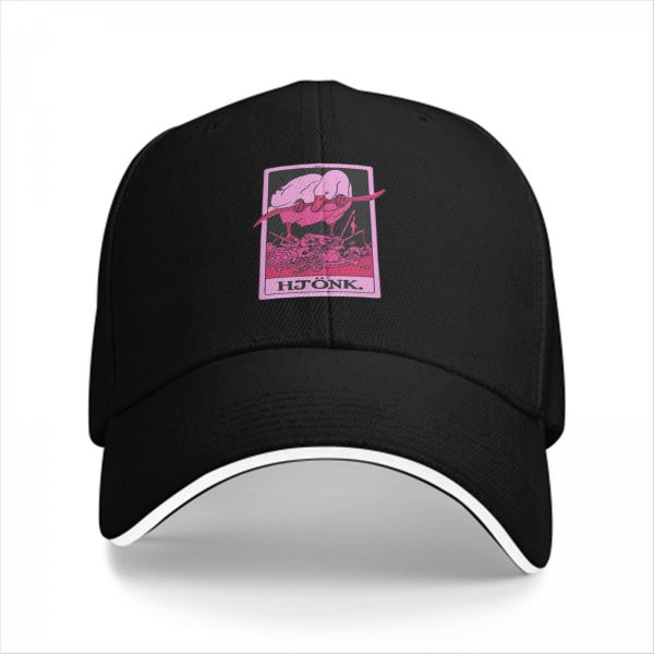 Black Baseball Cap With Pink Hjönk Tarot Style Duck Print