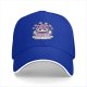 Black baseball cap with purple wizard cat and dice graphic