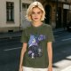 Olive T-Shirt with Whimsical Fantasy Creature and Character Print