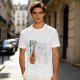 Olive Green T-Shirt with Lute and Botanical Graphic Print