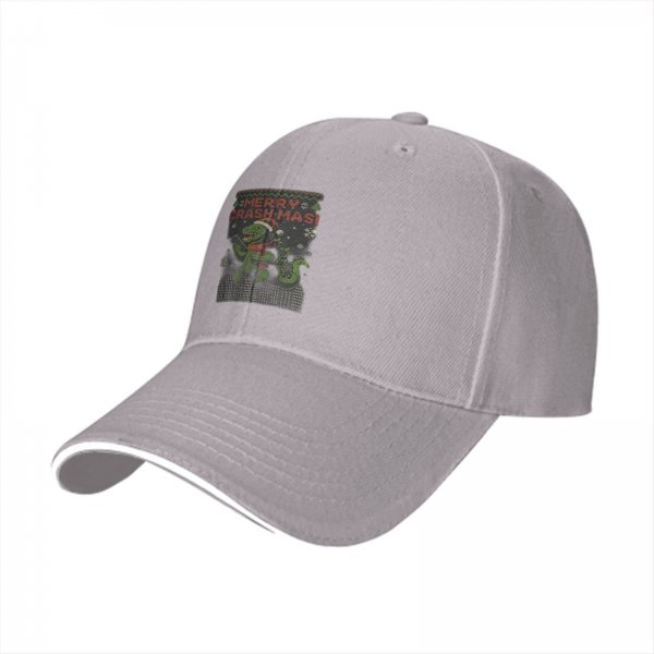 Black Baseball Cap With Godzilla Merry Crashmas Christmas Print