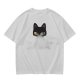 Olive Green T-Shirt With Black Cat Head Graphic Print