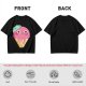 Olive T-Shirt With Cute Melting Pink Ice Cream Cone Graphic