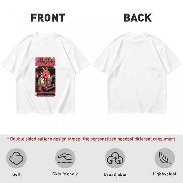 Offices & Dragons T-Shirt with Bored Office Dragon Art