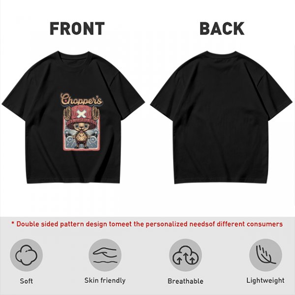 Olive T-Shirt with Tony Tony Chopper Lifting Weights Graphic