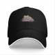 Black Baseball Cap With Cozy Sleeping Cat Graphic