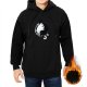 Black Hoodie With Yin Yang Cats Graphic Print
