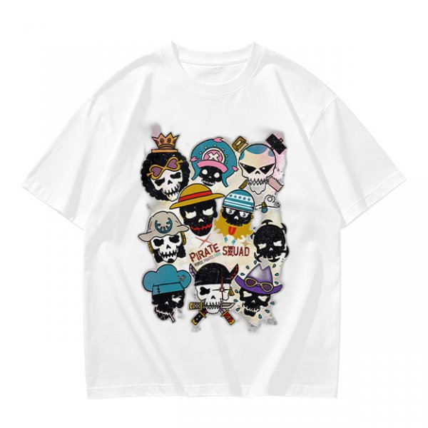 Olive T-Shirt With Pirate Squad Skull Character Print