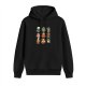 Black hoodie with cute stylized animal trophy graphic print