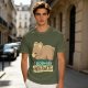 Olive t-shirt with sleeping bear and 'I accidentally hibernate' text