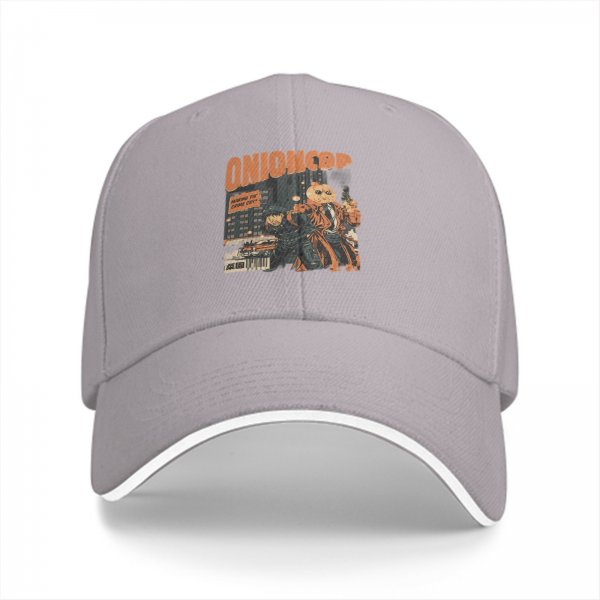 Black baseball cap with Onion Cop graphic print
