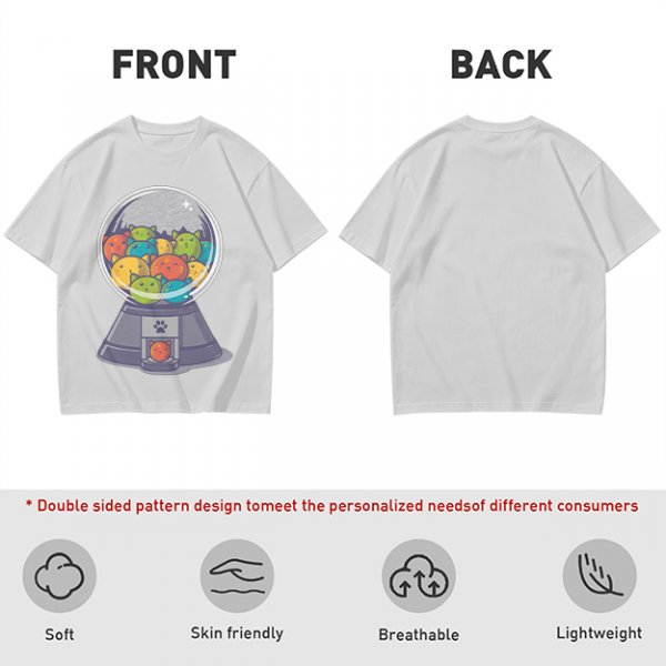 Olive T-Shirt With Cat Gumball Machine Artwork