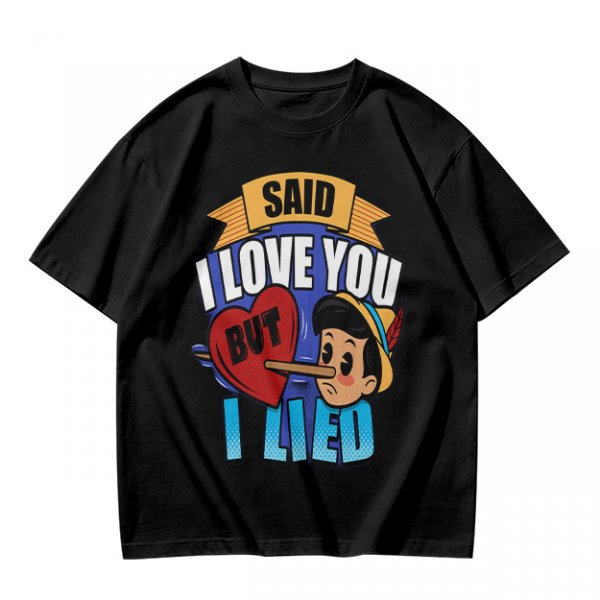 Olive t-shirt with Pinocchio 'Said I Love You But I Lied' print