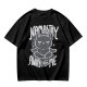 Olive green t-shirt with meditating cat and 'namastay away from me' print
