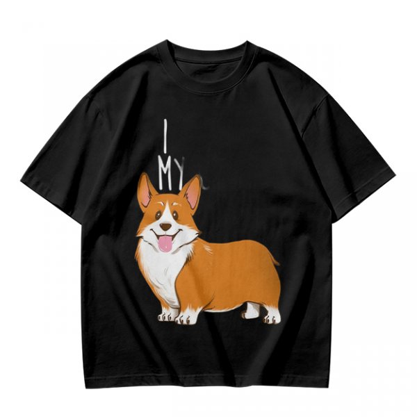 Olive Green T-Shirt With I Love My Corgi Graphic Print