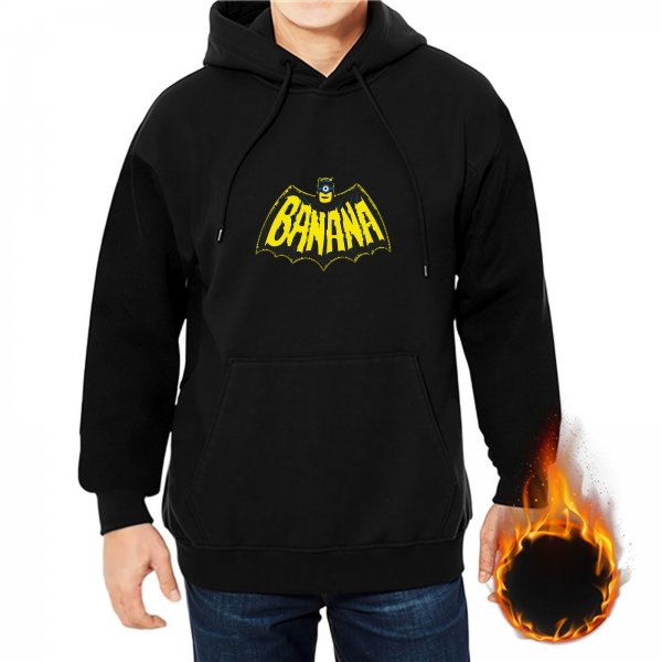 Black hoodie with banana bat logo graphic