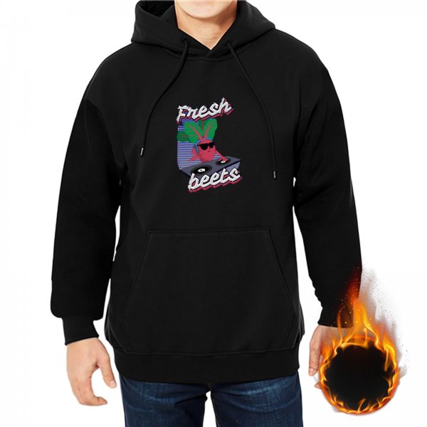 Black hoodie with Fresh Beets DJ graphic design