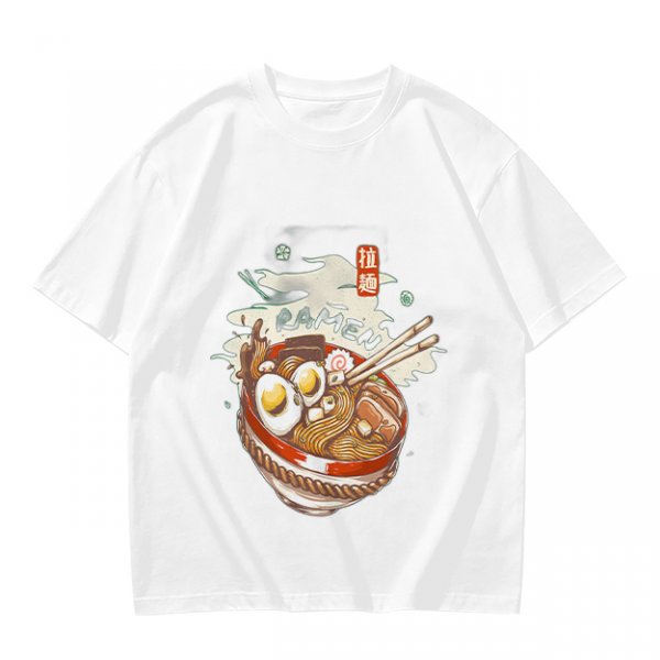 Olive Green T-Shirt With Ramen Bowl Graphic Print
