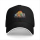 Black Baseball Cap With Cartoon Dog Family Dining Print