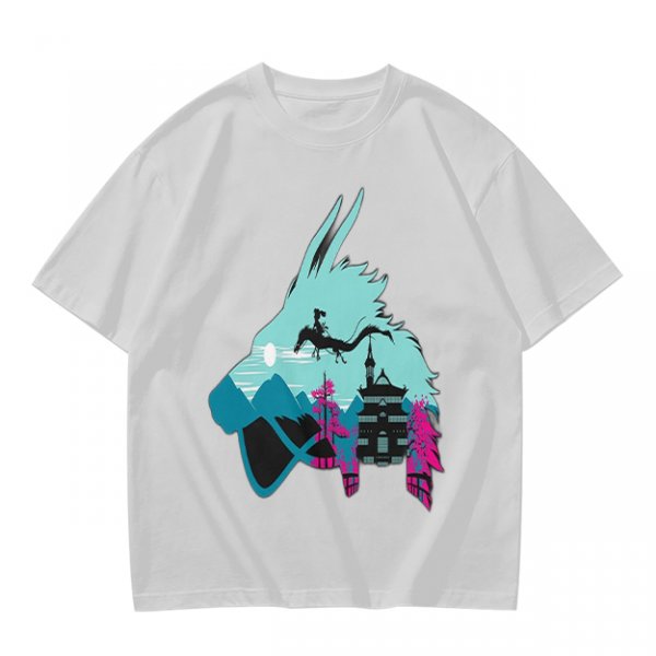 Olive T-Shirt With Spirited Away Dragon Silhouette Artwork