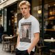Olive T-Shirt with Japanese Shinto-inspired Window Landscape Print