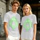 Olive Green T-Shirt With Leaf Shaped Tamagotchi Totoro Print