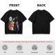 Olive T-shirt with black cat watching moon witch silhouette print