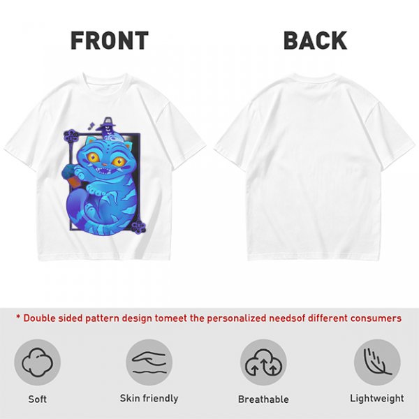 Olive T-Shirt With Cheshire Cat And Crow Graphic Print