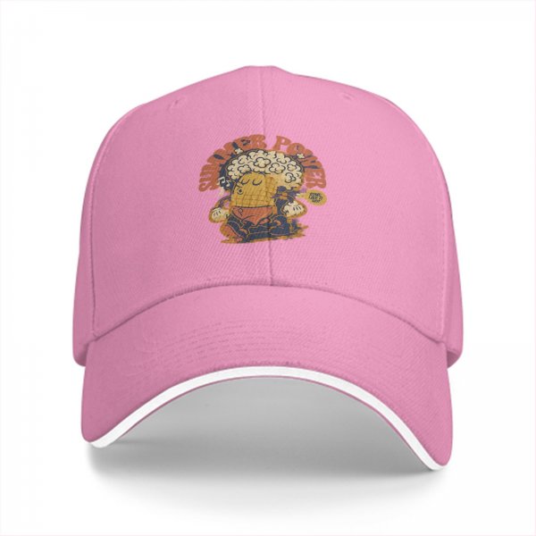 Black baseball cap with retro summer power corn graphic print