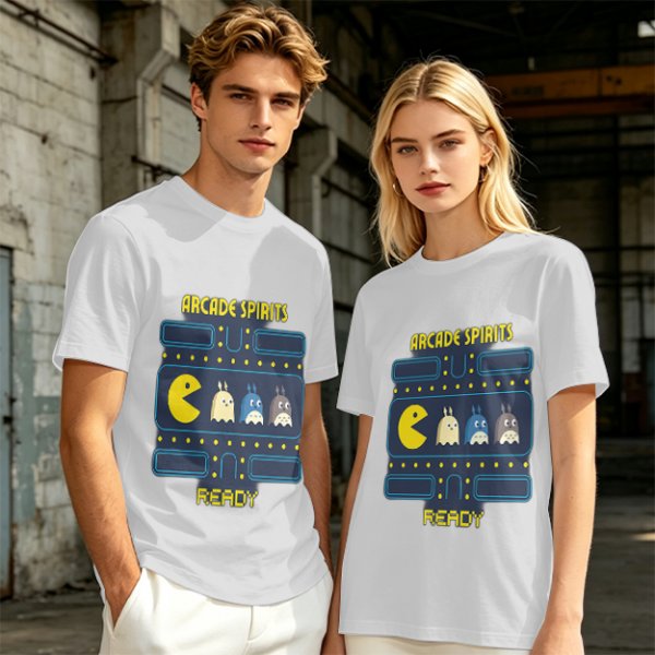 Arcade Spirits Ready Pac-Man Themed Graphic T-Shirt