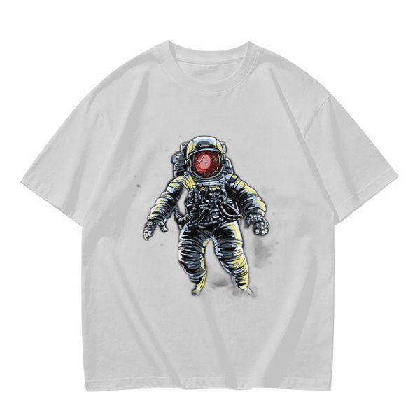 Olive T-Shirt with Floating Astronaut Graphic Print
