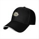 Black baseball cap with aliens repairing a cratered moon design