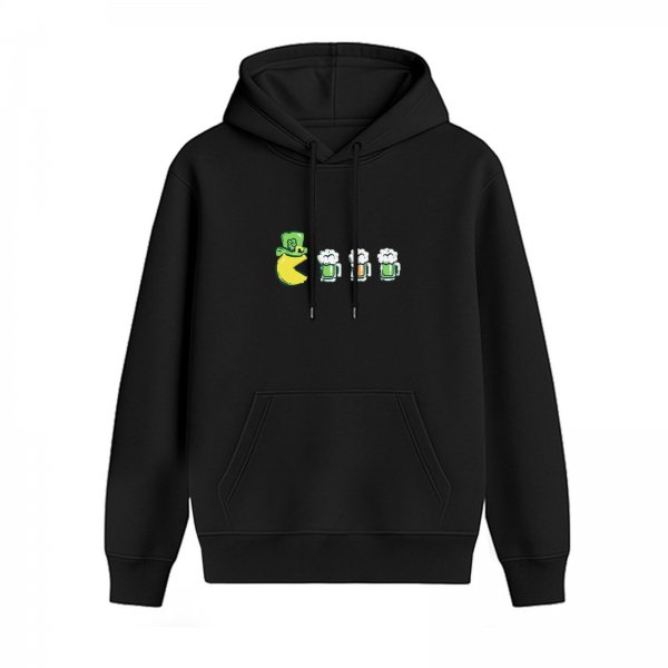 St Patricks Pac Man Eating Beer Mugs Graphic Hoodie