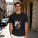 Olive T-Shirt with Japanese Style Cat and Red Sun Art Print