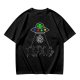 Olive T-shirt with UFO Alien and Disco Dancing Cats Print