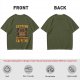Olive Graphic T-Shirt With 'Caution May Bite Before Caffeine' Angry Cat Print