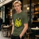 Olive green t-shirt with banana bat logo graphic