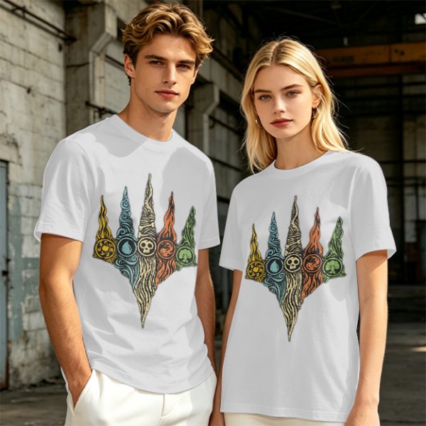 Magic The Gathering Five Mana Symbols Graphic T-Shirt