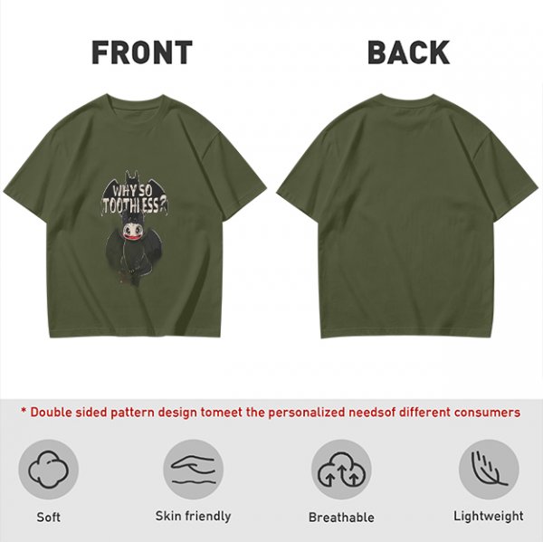 Olive T-Shirt With Why So Toothless? Batman Dragon Print