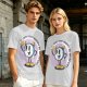 Olive T-Shirt With Cartoon Clock Holding Beer 'Happy Hour' Print