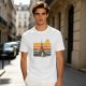 Olive T-Shirt With Retro Sunset Fantasy Castle Graphic