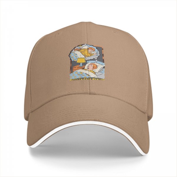 Black baseball cap with sleeping dreamer graphic print