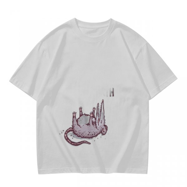 Olive Green T-Shirt With Upside Down Rat Graphic Print